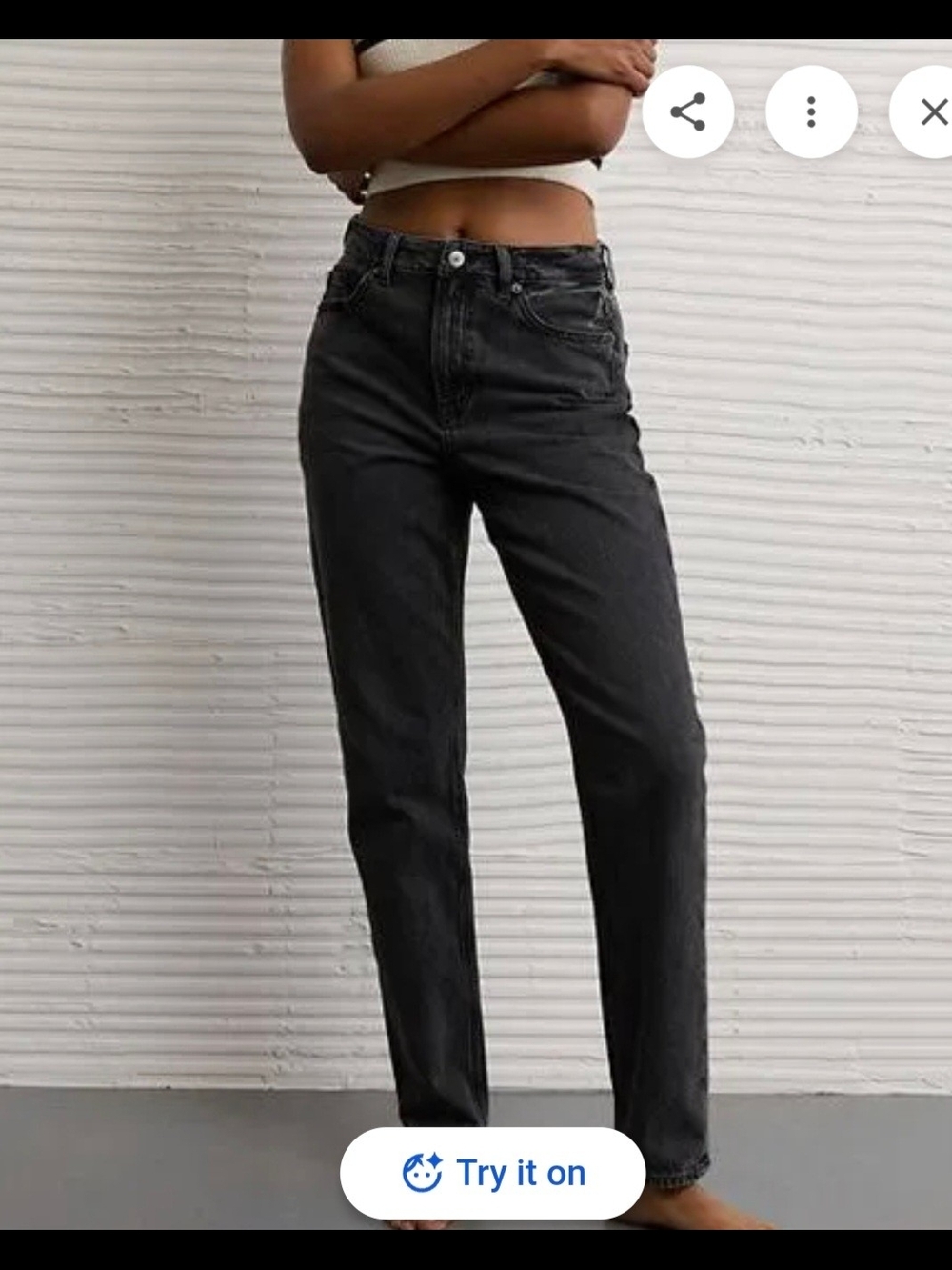 American Eagle Outfitters Straight Leg Mom Jeans - Black Wash